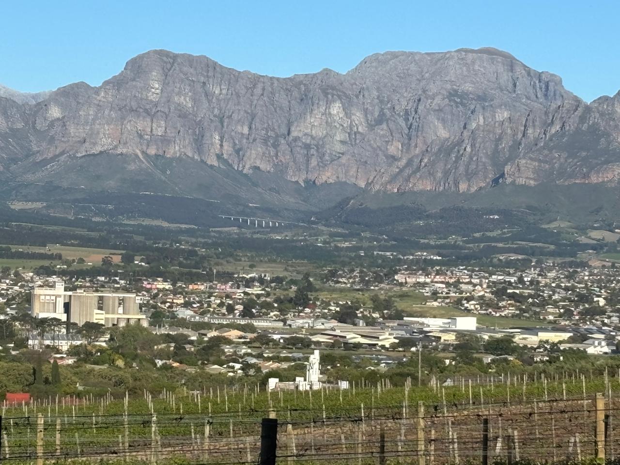 Panoramic view of the Paarl valley and mountains